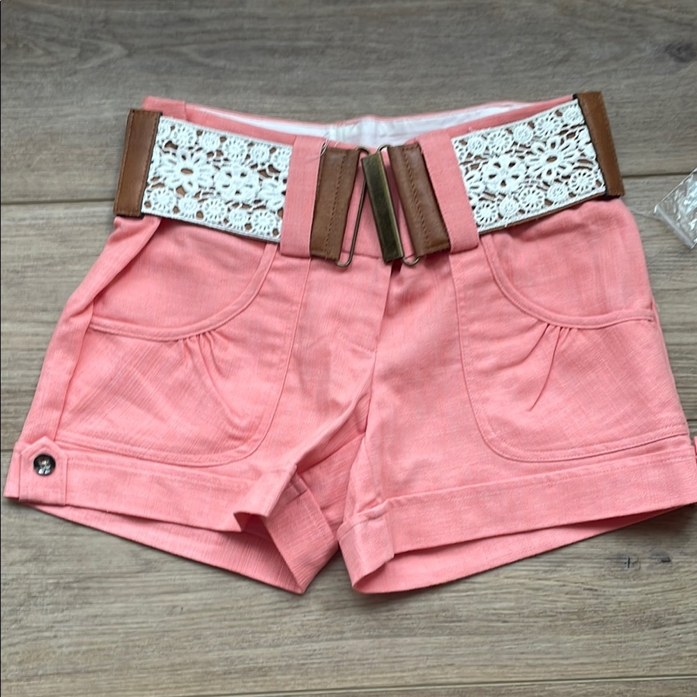 Maurice’s Pink Women's Shorts with Lace Detailed Belt